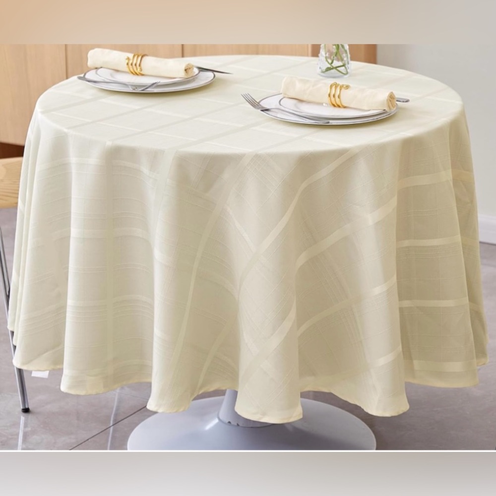 Round Table Cloth, Waterproof Checkered Jacquard🇺🇸